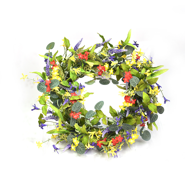 Lavender eucalyptus wild flower mixed artifical plant wreath Hand 61cm  Wrapped decoration simulation wreaths