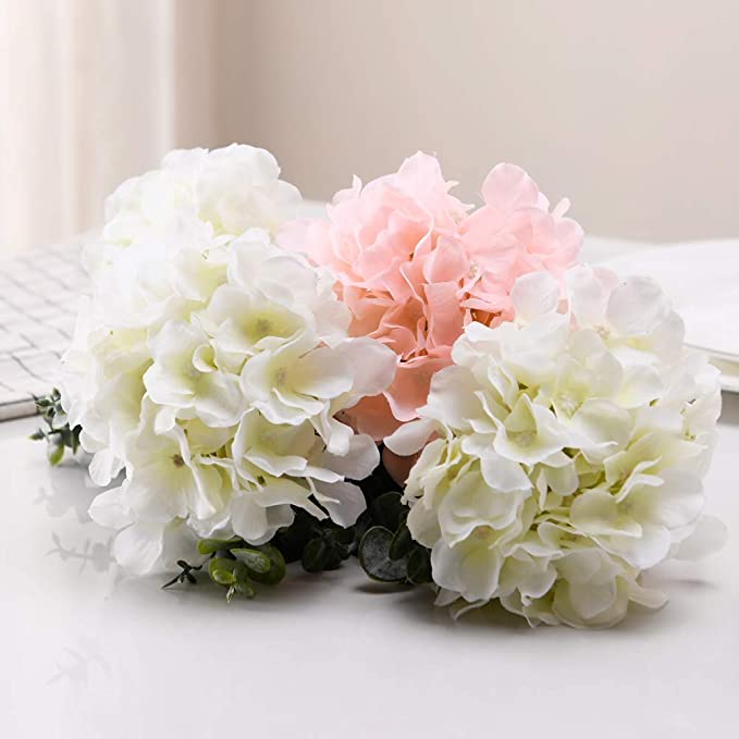 White Hydrangea Silk Flowers Heads White Full Hydrangea Flowers Wedding Home Party Decor Artificial Flowers