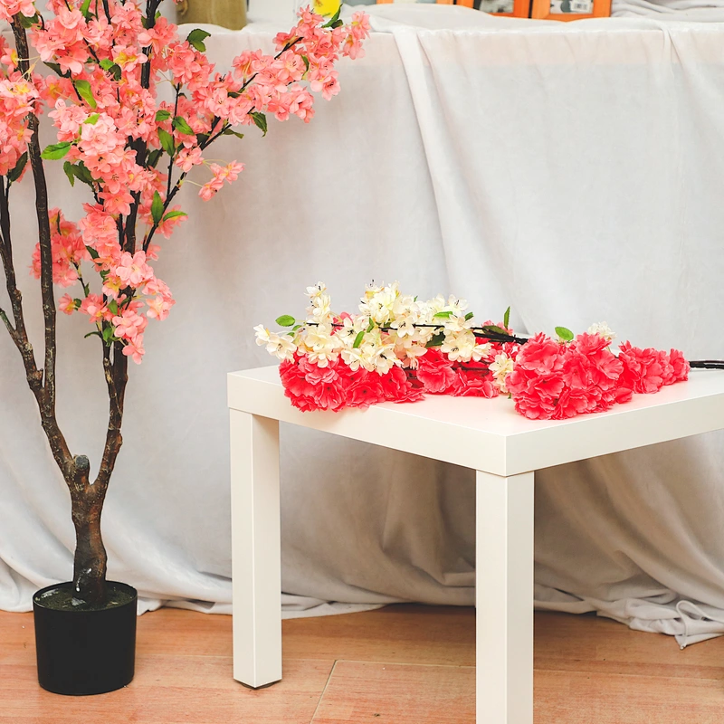 Popular Wholesale Artificial Silk Cherry Blossom Tree Customer Indoor Cherry Blossom Tree