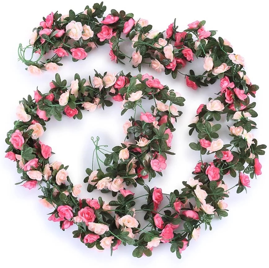 Rose Vine Flowers Garland Plant Artificial Flower Hanging Rose Ivy Home Hotel Wedding Party Garden Decor Artificial flowers