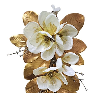 Christmas Decorations Artifical Glitter Plant Bundle Fashion Plastic Magnolia Leaves Bundle
