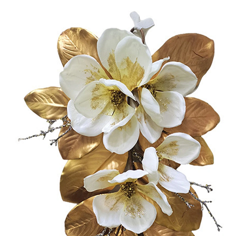 Christmas Decorations Artifical Glitter Plant Bundle Fashion Plastic Magnolia Leaves Bundle