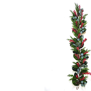 Christmas 182.9cm Handy Carfts green leaves wreath Real Touch wreath with red berry