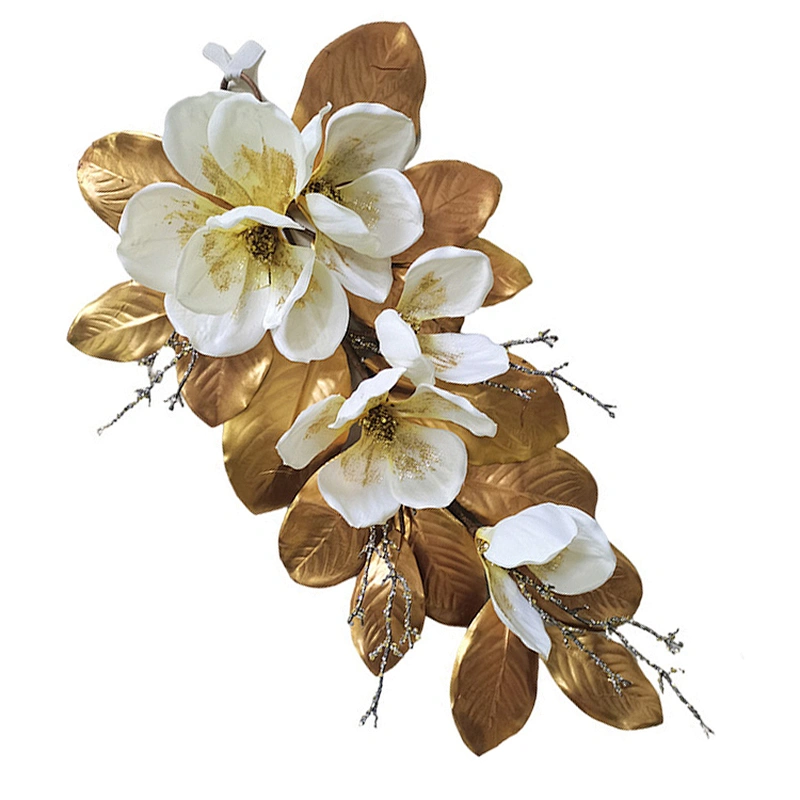 Christmas Decorations Artifical Glitter Plant Bundle Fashion Plastic Magnolia Leaves Bundle