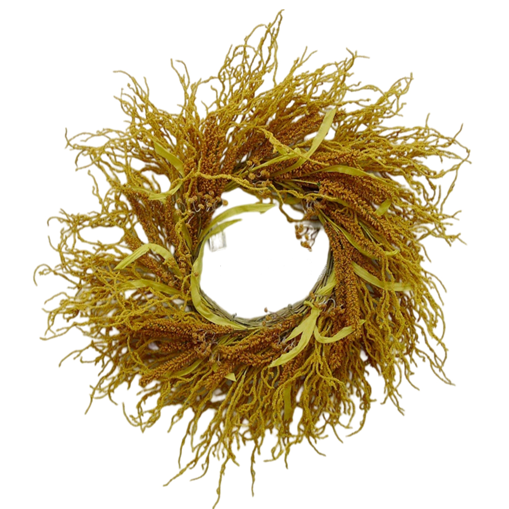 High Quality Affordable Orange And Yellow Spray 70cm artificial autumn wheat Home Door Decorations