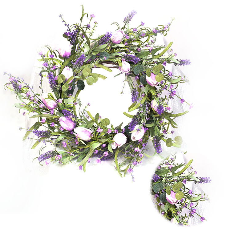 Customized natural Hand Wrapped Spring Floral Lilac Wreath Real Touch handmade Wreath Faux Flower