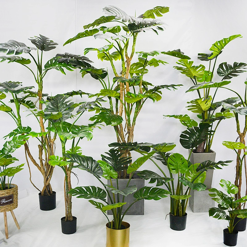 Wholesale Plastic Big Leaf Green Monstera Curvature Artificial Plant Monstera Tree