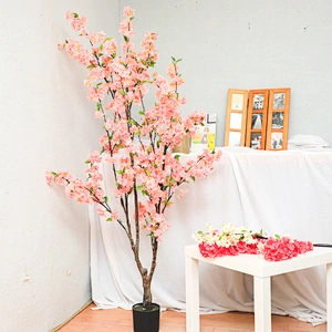 Popular Wholesale Artificial Silk Cherry Blossom Tree Customer Indoor Cherry Blossom Tree