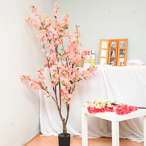 Popular Wholesale Artificial Silk Cherry Blossom Tree Customer Indoor Cherry Blossom Tree