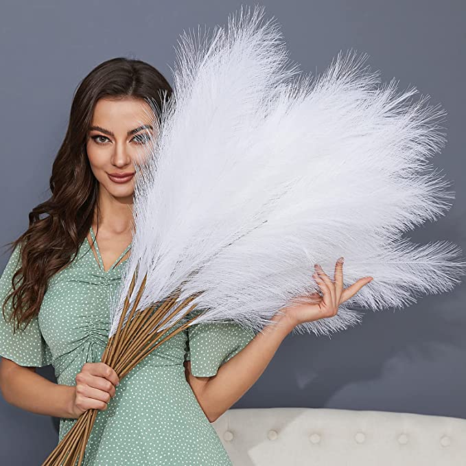 Outdoor decoration professional Natural Dried Artificial Pampas Bouquet Grass Big Reed Artificial Flowers