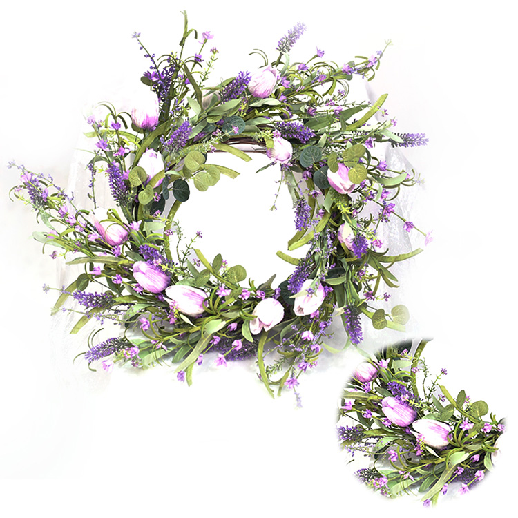 Colorful Luxury Real Touch handmade Wreath Arts And Crafts Daisy Wreath with Fern Faux Flower Realistic