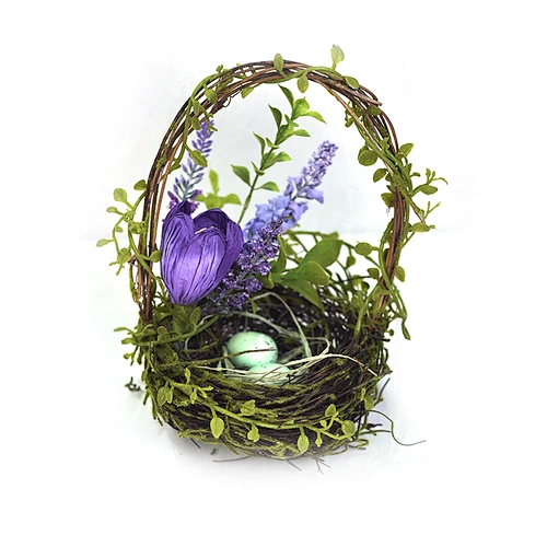 Real Touch Decorative Easter Bird Nest Tulip Basket Decorative Flower Bird Nest For Sale