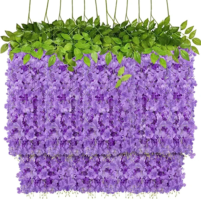 Wholesale Artificial Wisteria Hanging Flowers Artificial Vine Home Office Wedding Wall Garden Outdoor Party Decoration