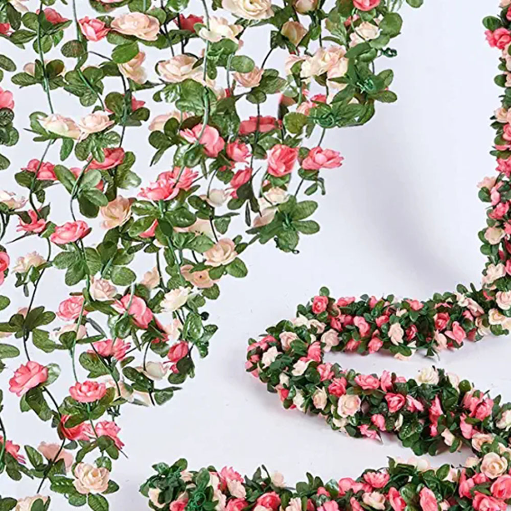 Green Leaves Plant Artificial Rose Vine Flowers  Hanging Flower Garland Roses Artificial Vine Home Wedding Party Garden decor