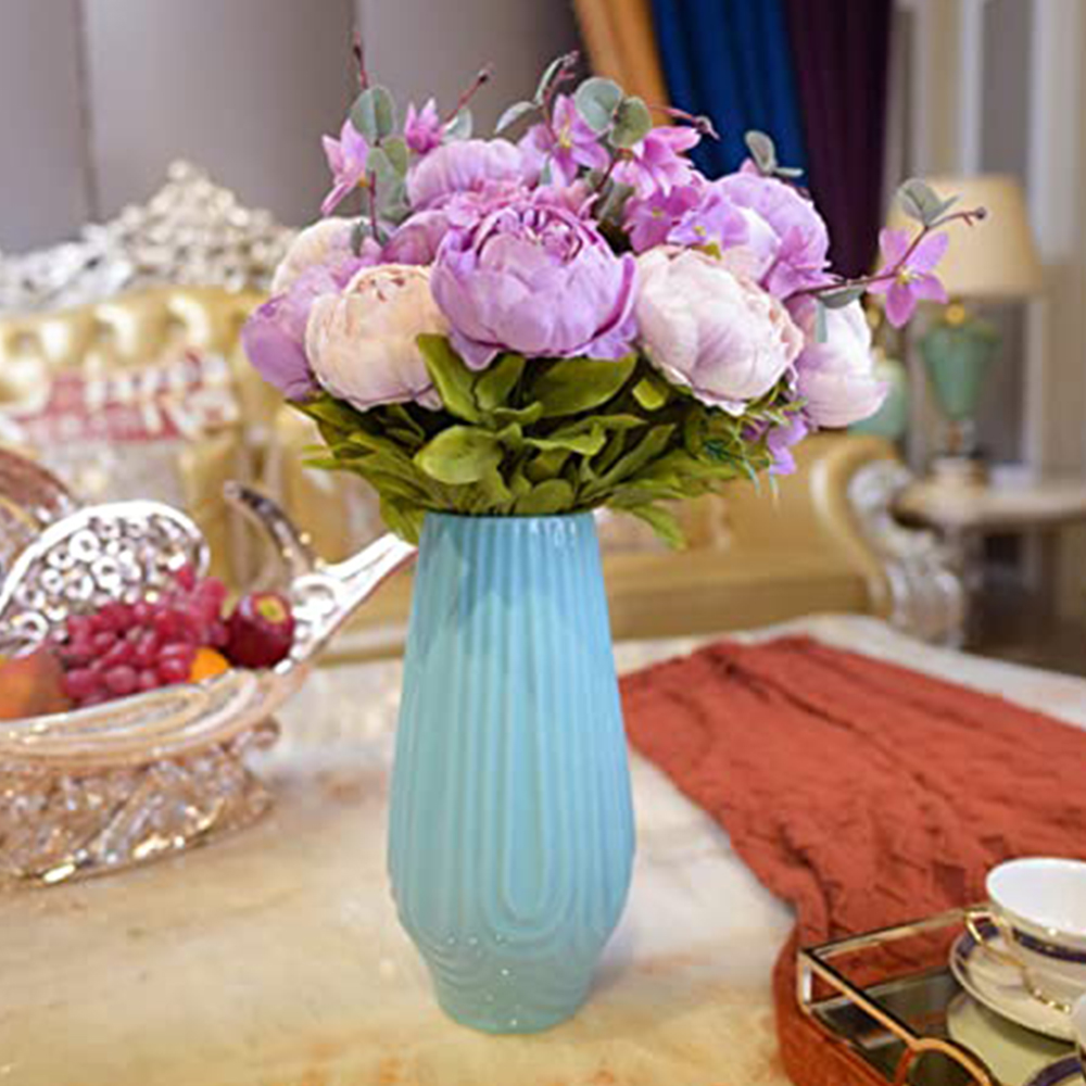 Burgundy Silk Flower Peony Bouquets Artificial Flowers Roses Bulk Decoration Floral Arrangements for Wedding Home Decor