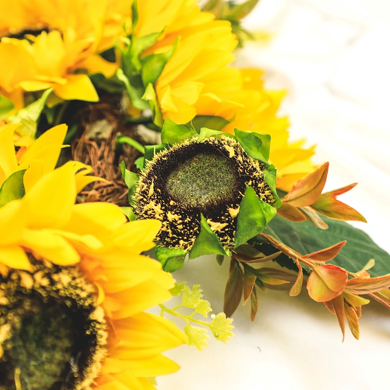 Wholesale Top Quality Artificial Sunflower yellow Flowers Wreath Real summer artificial Sunflower yellow