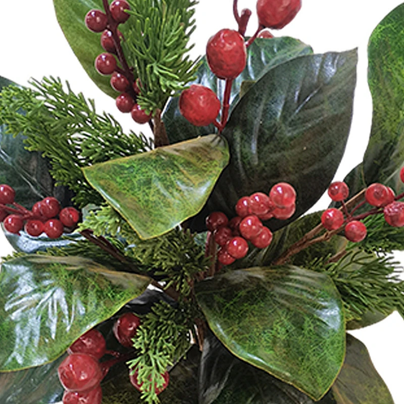 Christmas 55.88cm personalized leaves Handy Carfts green leaves spray with red berry