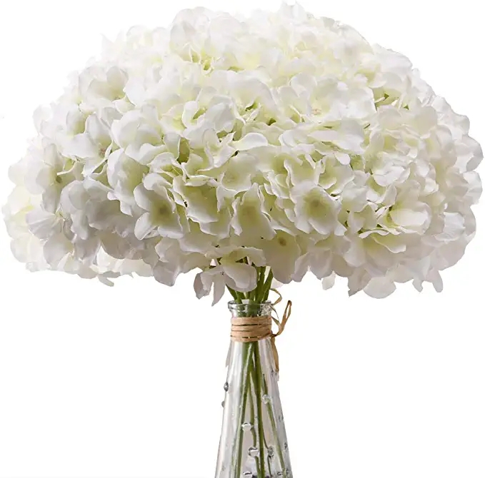Artificial White Hydrangea Silk Flowers White Full Hydrangea Flowers Artificial for Wedding Home Party Decor