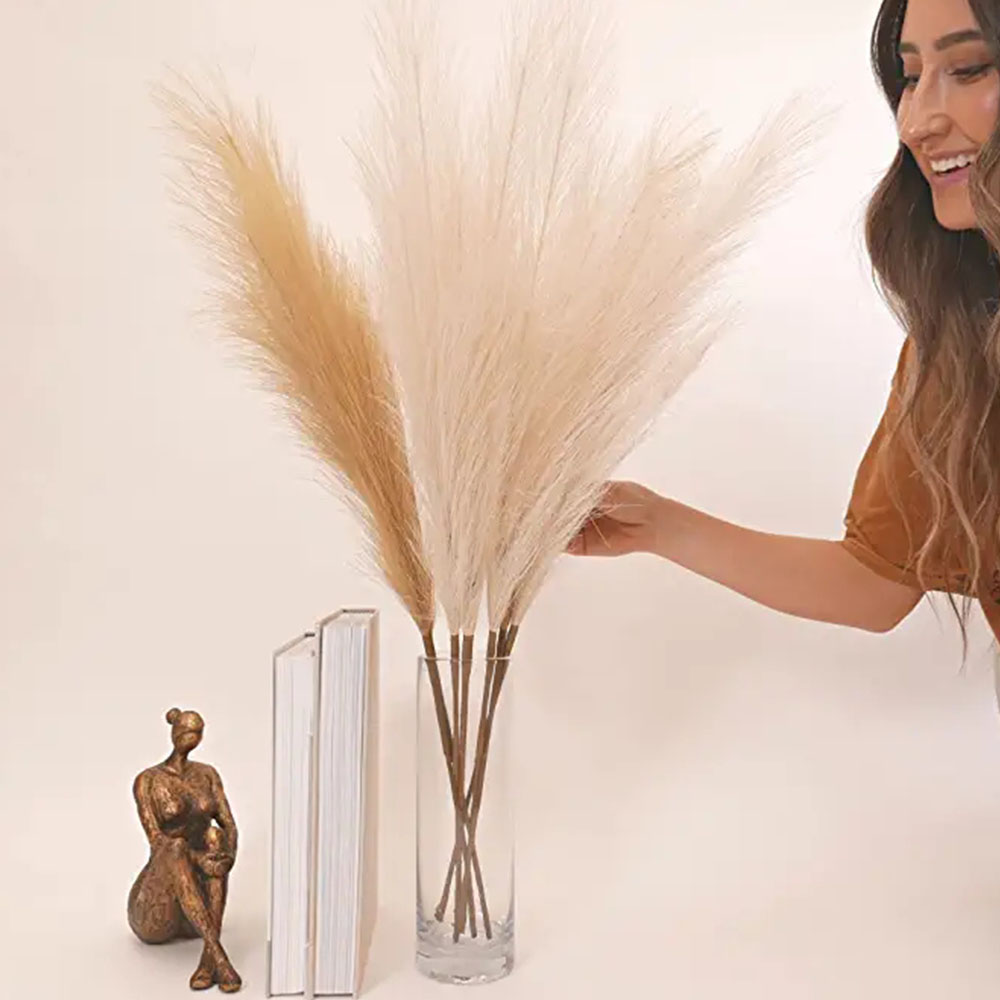 Hot sale Decor Faux Pampas Grass Artificial Pampas Grass Stems No-Shedding Low Maintenance
