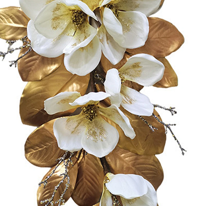 Christmas Decorations Artifical Glitter Plant Bundle Fashion Plastic Magnolia Leaves Bundle