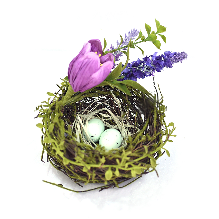 Factory Supply Easter Tulip Lavender Basket Spring Floral Egg With Tulip Bird Nest Basket