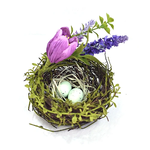 Factory Supply Easter Tulip Lavender Basket Spring Floral Egg With Tulip Bird Nest Basket