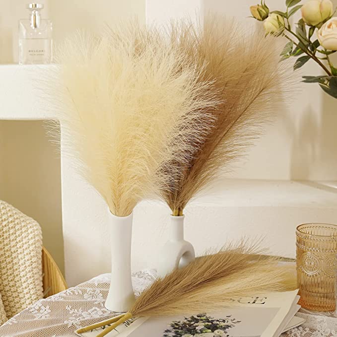 Hot sale Wedding Decor Pampas Grass Faux Pampas Grass Stems Fluffy Artificial Branches for Home Decor