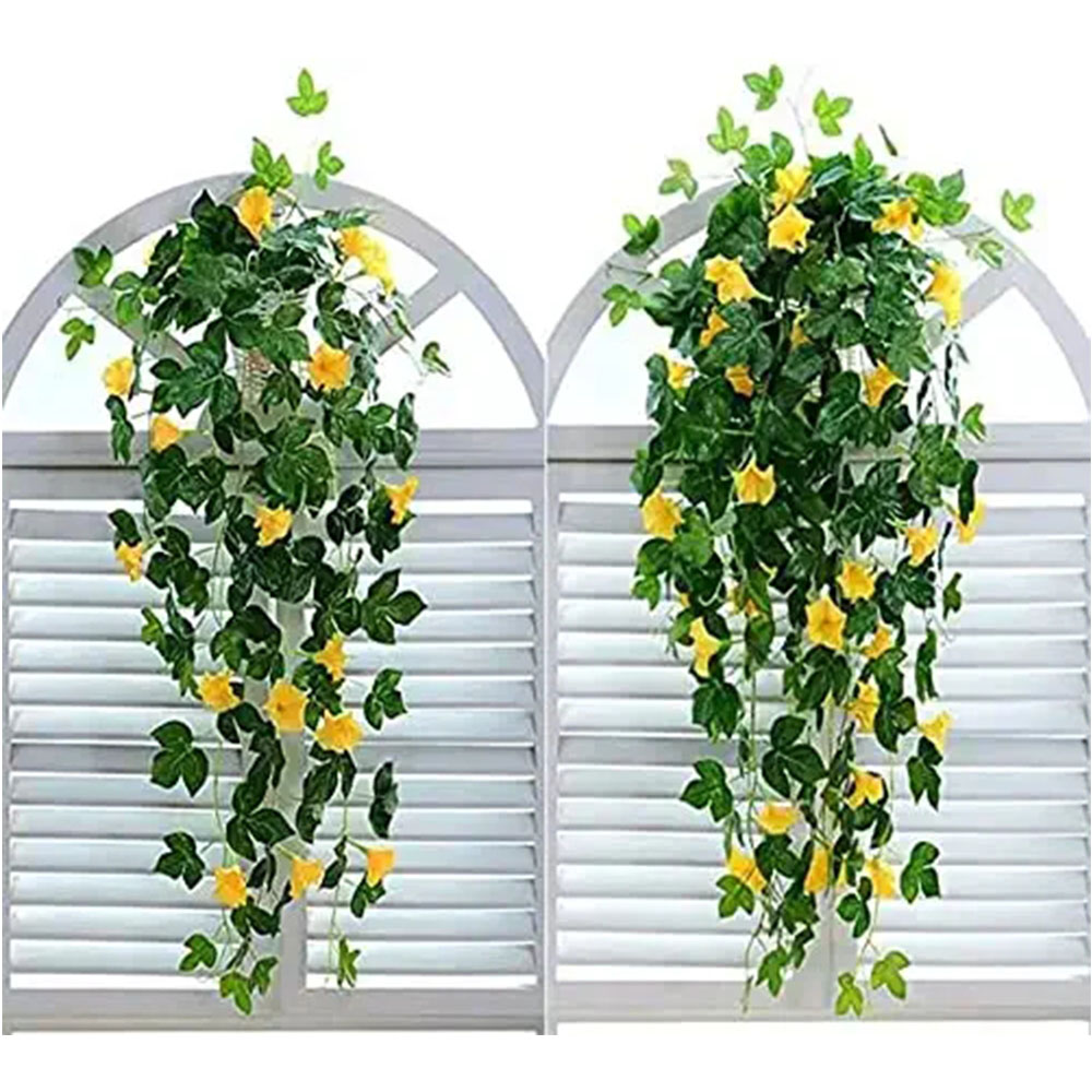 Decoration Artificial Vines Morning Glory Hanging Plants Silk Garland Green Plant Artificial Flowers for Wall Home Room Wedding