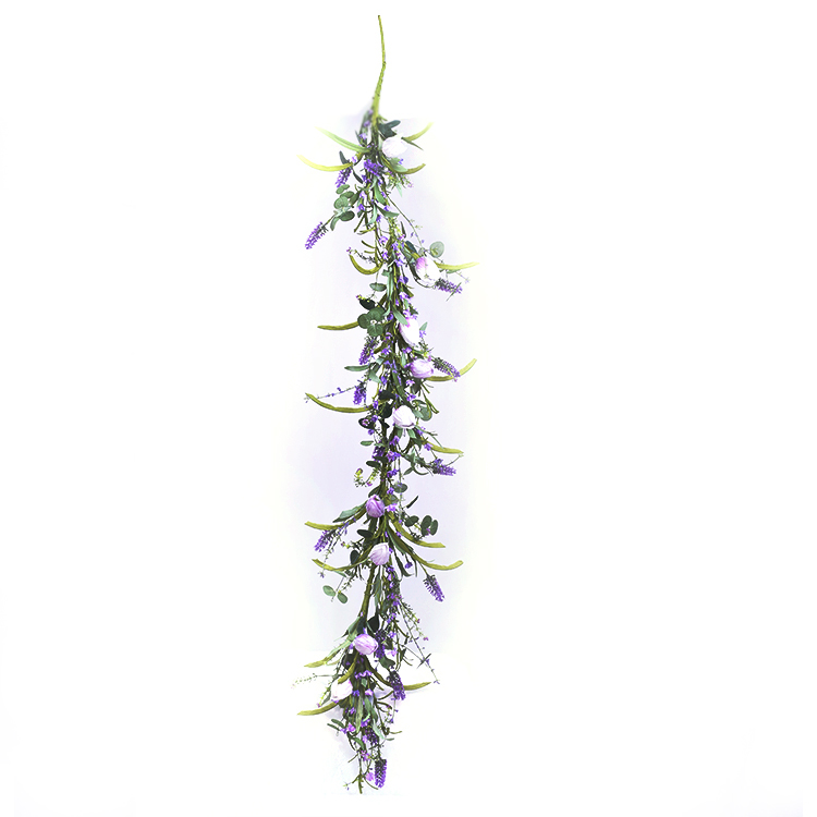 Real Touch Hand wrapped Spring flower garland Tulip with lavender assortment garland