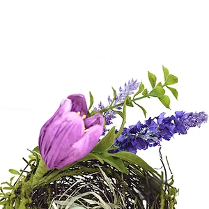 Factory Supply Easter Tulip Lavender Basket Spring Floral Egg With Tulip Bird Nest Basket