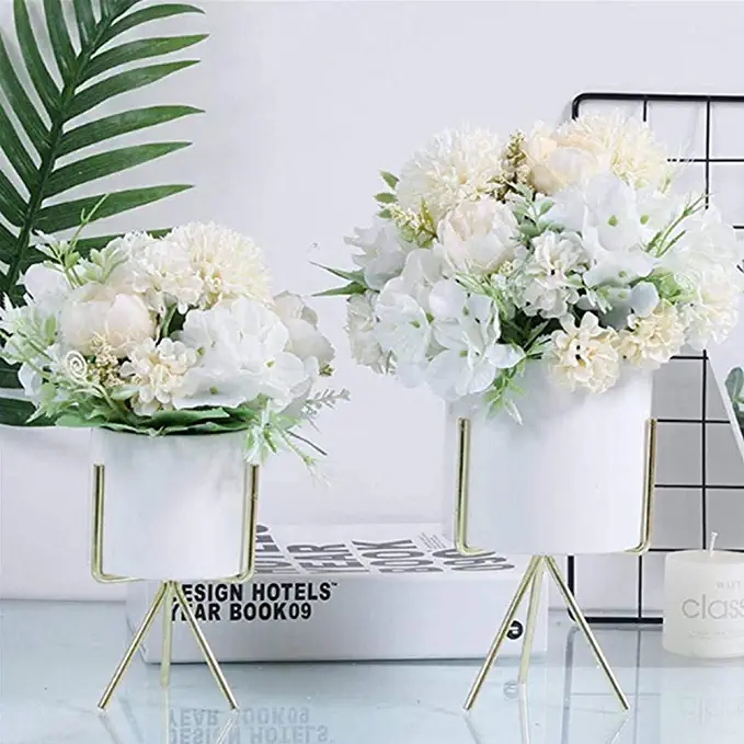 Decoration Artificial Flowers White Peony Silk Hydrangea Bouquet Plastic Artificial Flowers Carnations Daisy Party Decor