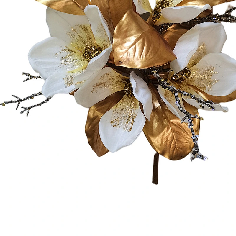 Personalized Arts And Crafts Bundle Christmas Decorations Golden Leaves With White Flower