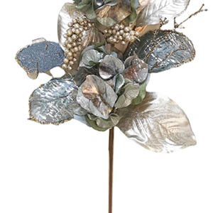 Christmas decorations blue hydrangea plants 99.06cm glitter spray artificial plants