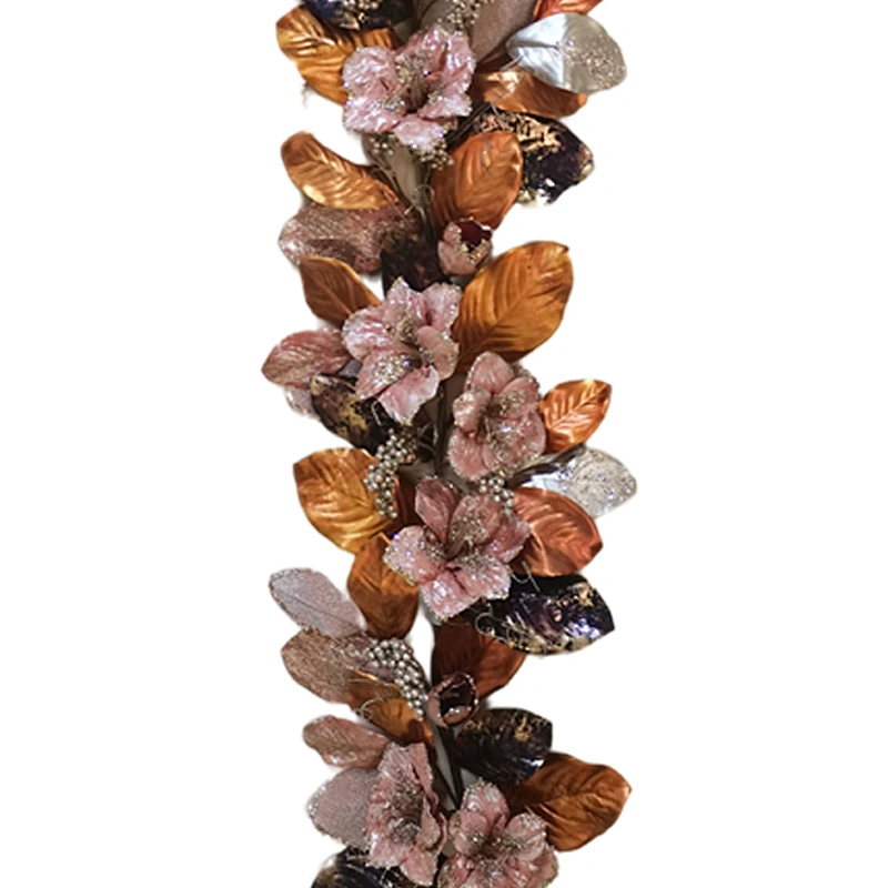 Christmas decorations glitter garland 182.88cm leaves with decoration simulation wreath