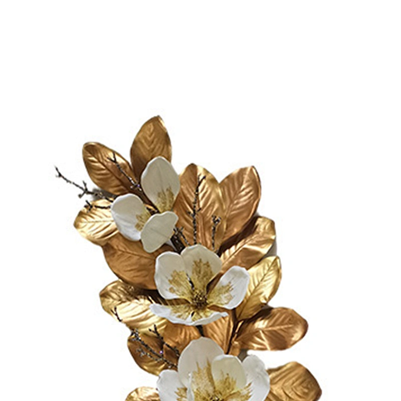 Hand Wrapped Floral Magnolia Leaves Garland Christmas Decorations Glitter Garland