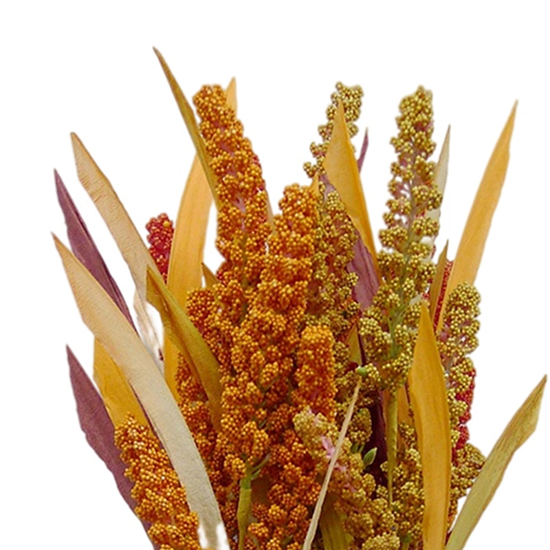 Custom Cheap Fashion Colorful Artificial wheat flower 42cm Red Orange Autumn Wheat red orange yellow flowers