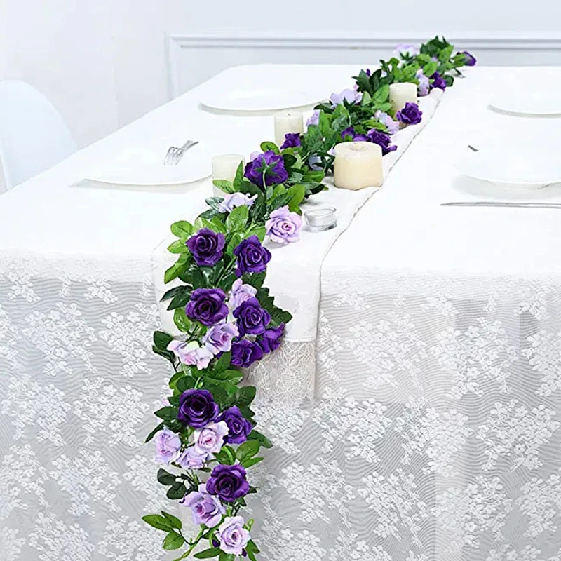 Decor Artificial Flower Garlands Rose Artificial Vines Silk Flowers Hanging Rose Ivy for Wedding Party Garden Wall