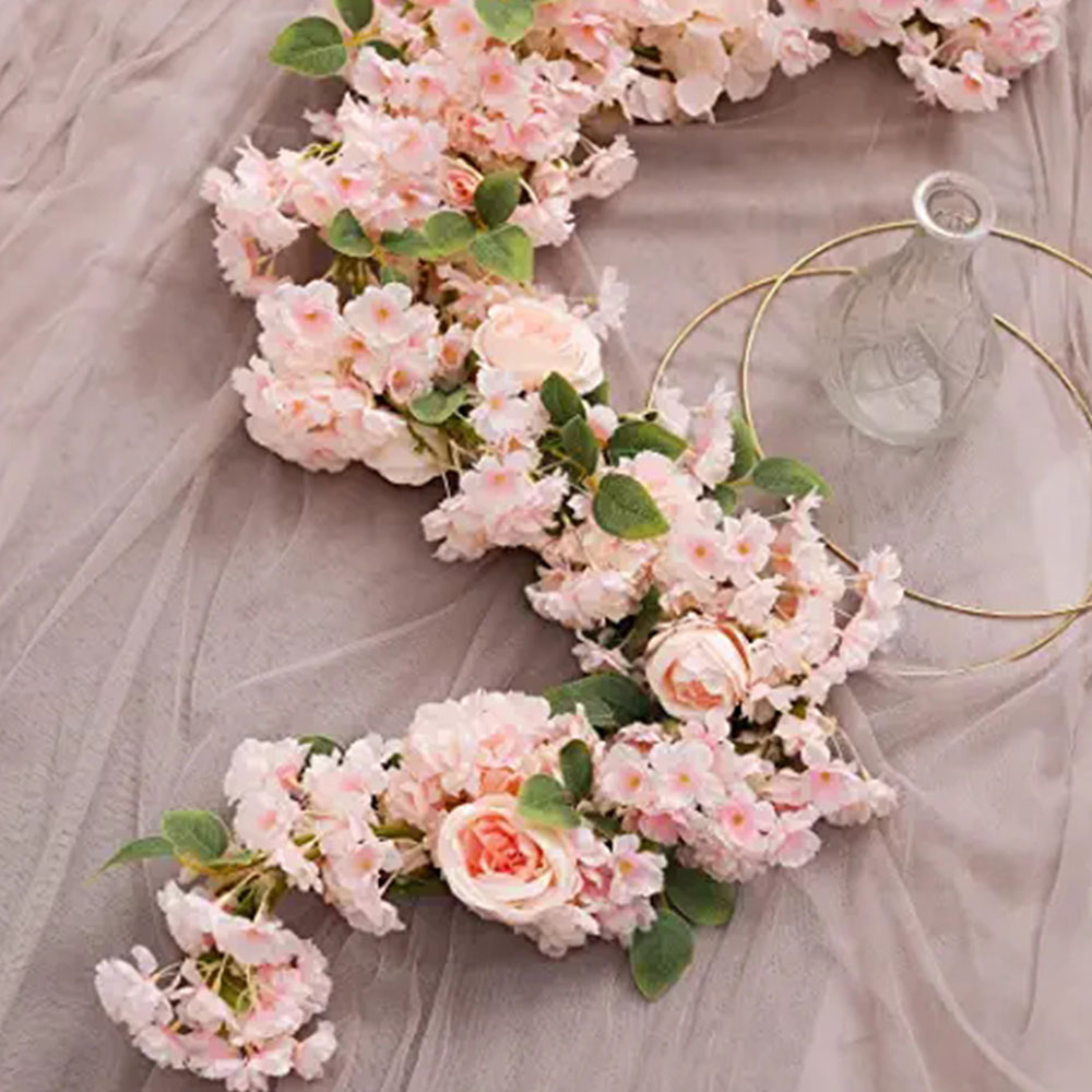 Rose Cherry Artificial Flower Garland Silk Flower Hanging  Artificial Vines Wedding Arch Party Home Garden Outdoor Decor