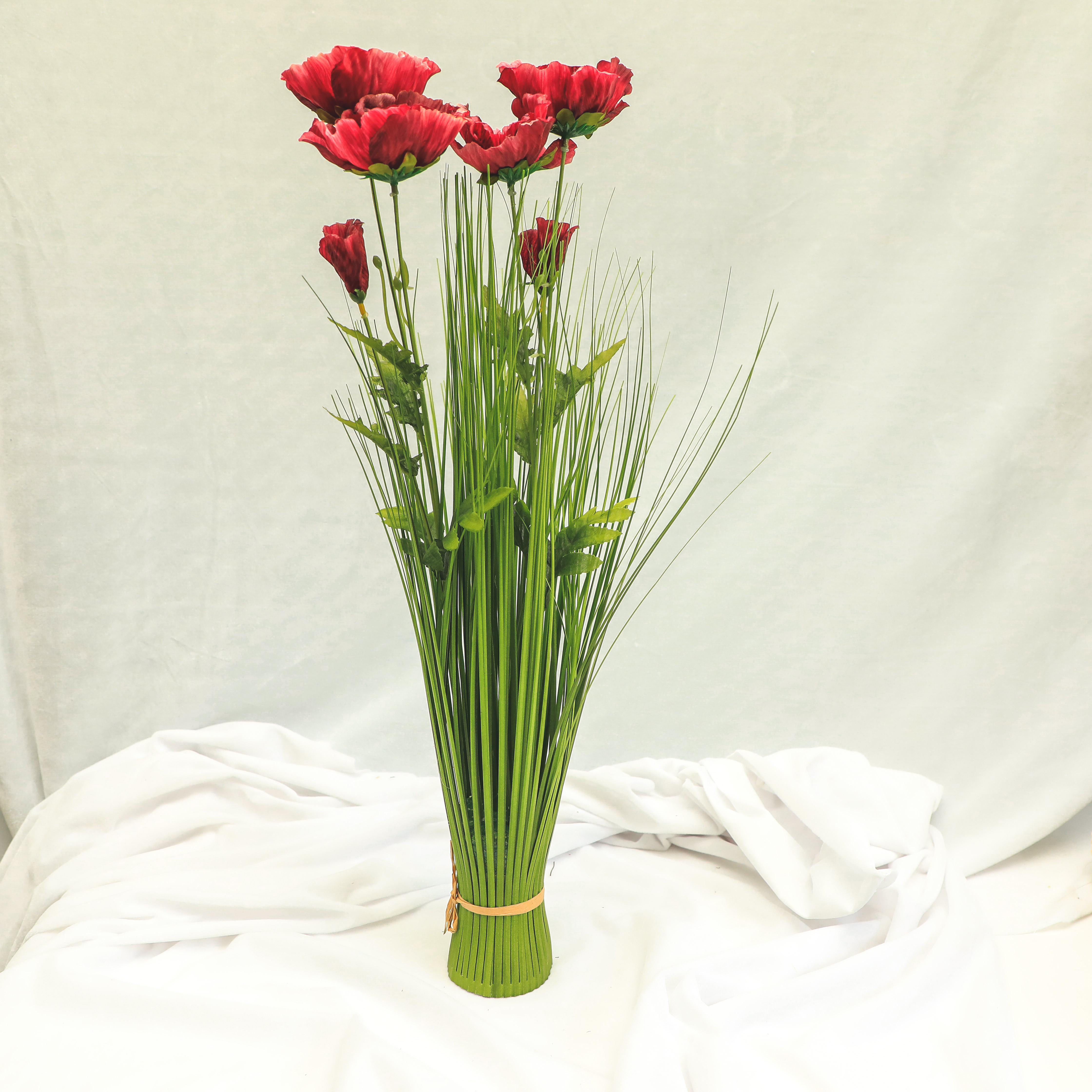Spring arts artificial leaves by hand red poppy bundle flowers plant hand wrapped spring greenery red poppy bundle flowers