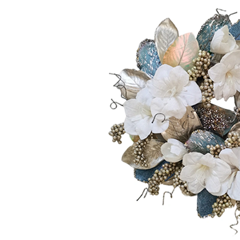 Glitter garland artifical 71.1/40.6cm leaves with silvery berry plant wreath