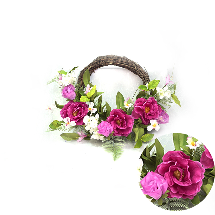Good quality reasonable price  Arts And Crafts Luxury Spring Peony frame handmade Wreath Real Touch Half Wreath