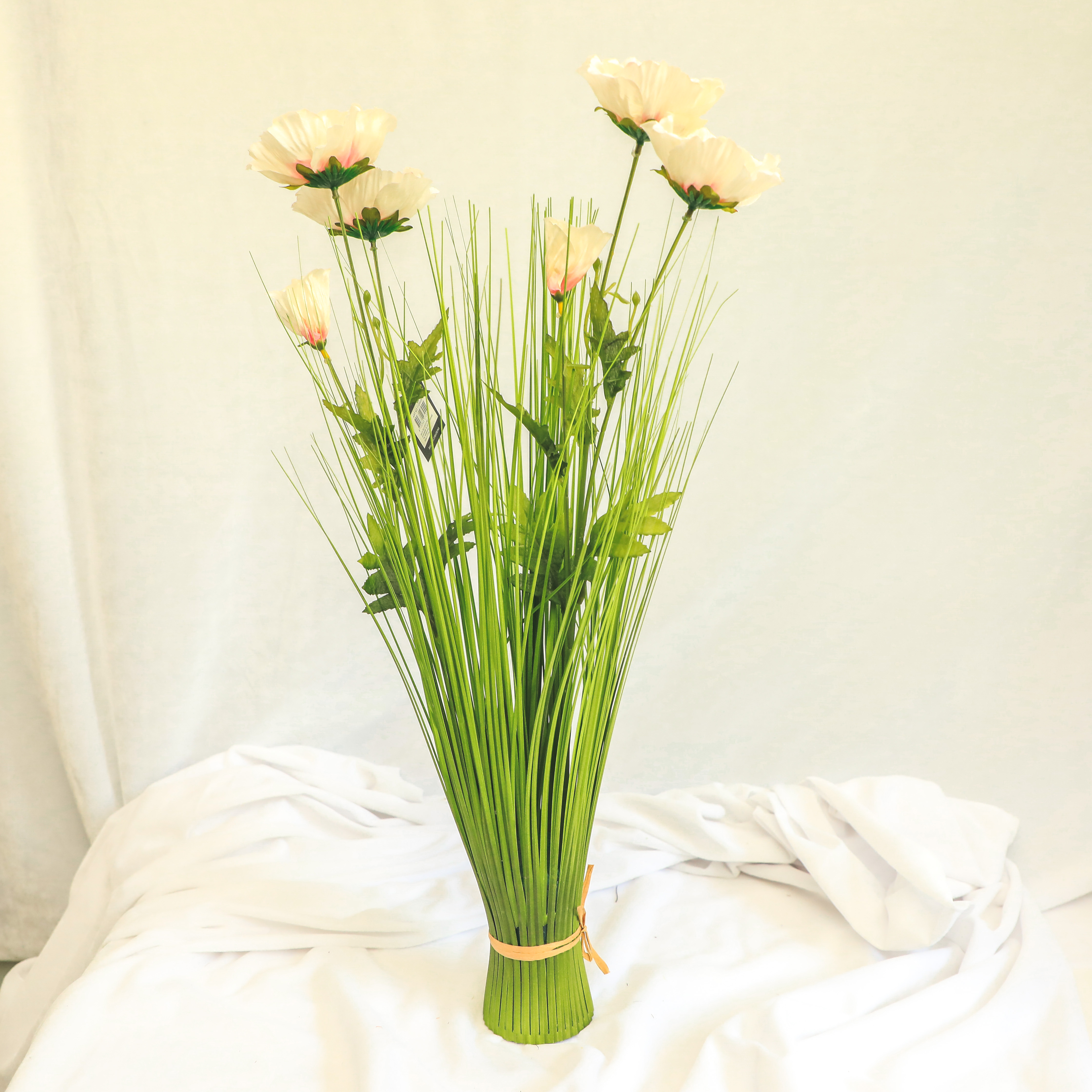 Warm decoration spring personalized artificial leaves cream poppy bundle hand wrapped floral cream poppy bundle flowers