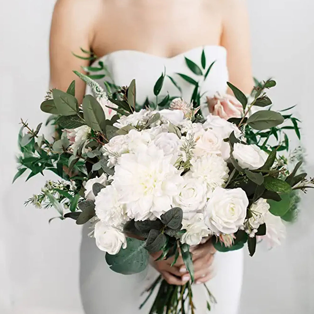 White Decorations Artificial Flowers Ivory Dahlia Wedding Artificial Flowers DIY Bride Bouquets Party Decor