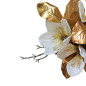 Personalized Arts And Crafts Bundle Christmas Decorations Golden Leaves With White Flower