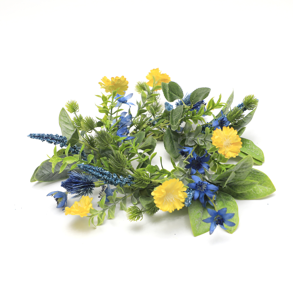 Modern Artificial Soft Yellow Dogwood Wreath Personalized Handmade 32cm Spring Wreaths Faux Flower