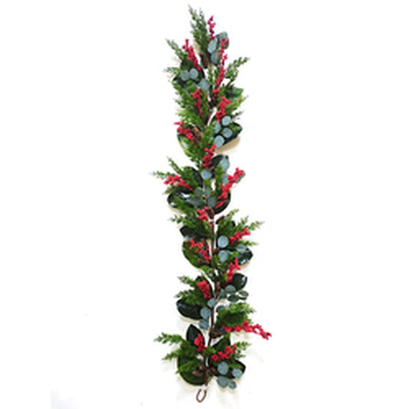 Christmas 182.9cm Handy Carfts green leaves wreath Real Touch wreath with red berry