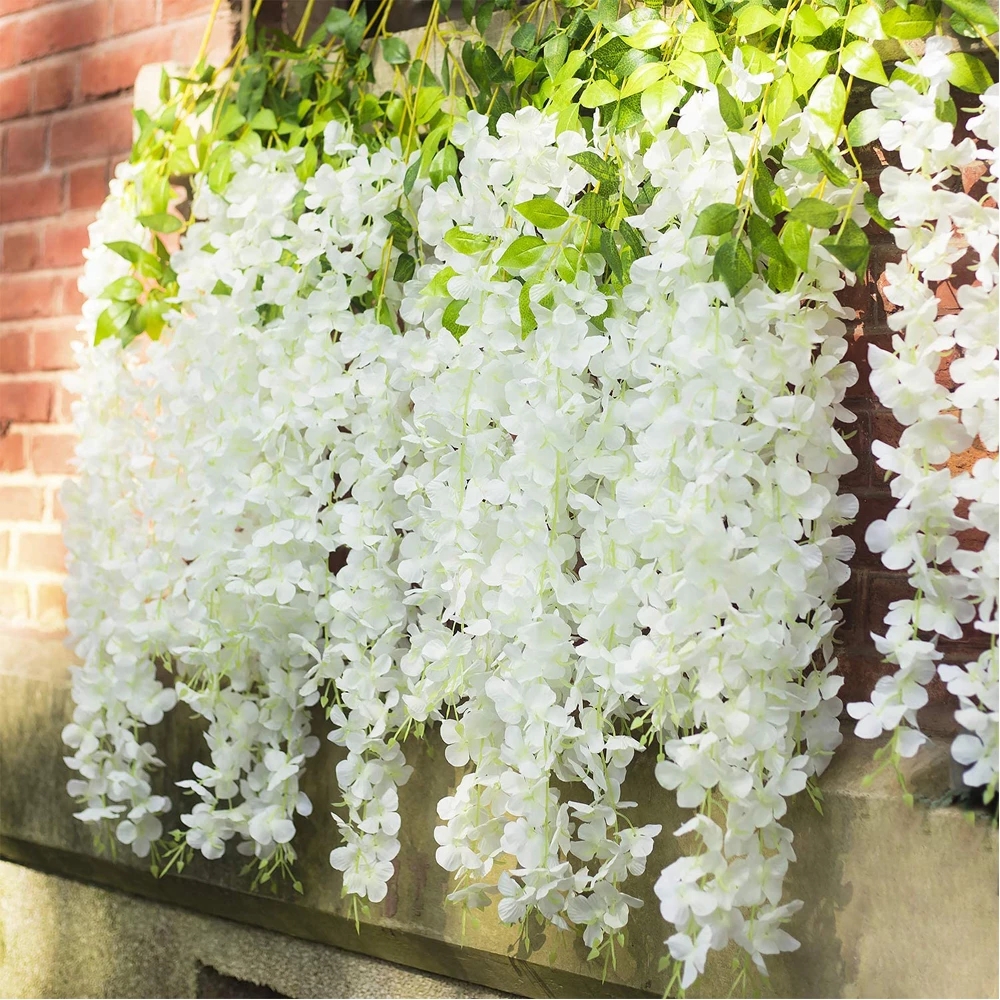 Artificial Wisteria Flowers Wisteria Vine Ratta Hanging Garland Artificial Silk Flowers String Home Party Wedding Decor