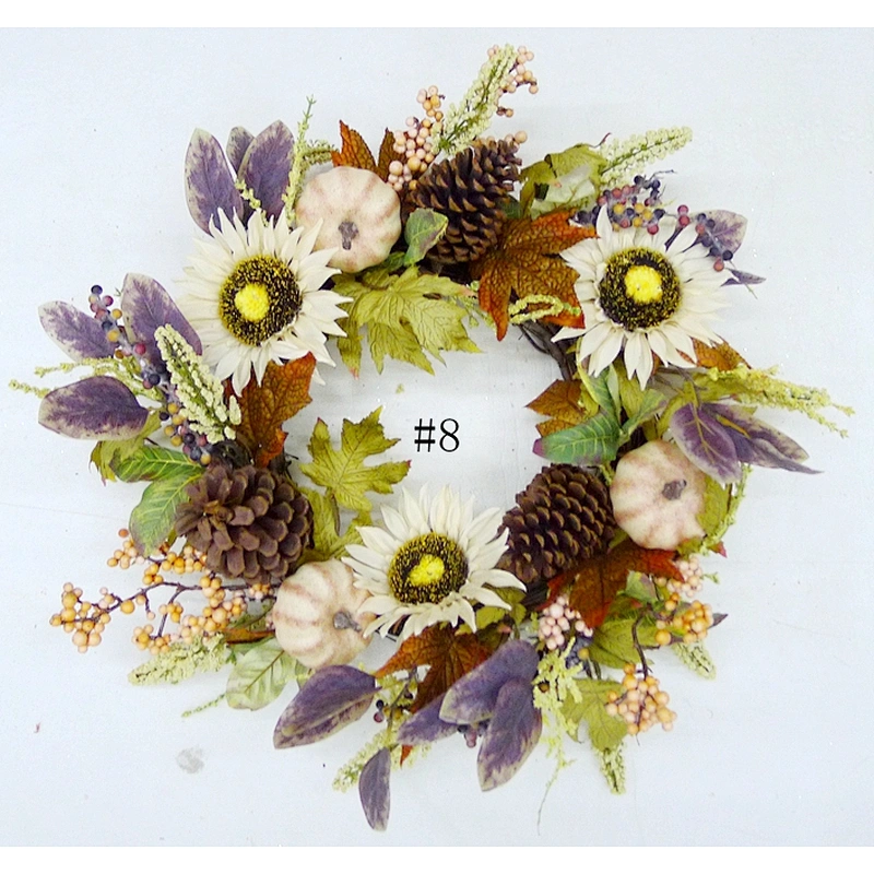 Hot Sale Natural Artificial Outdoor Christmas/Autumn Wild flower Wreath Decoration