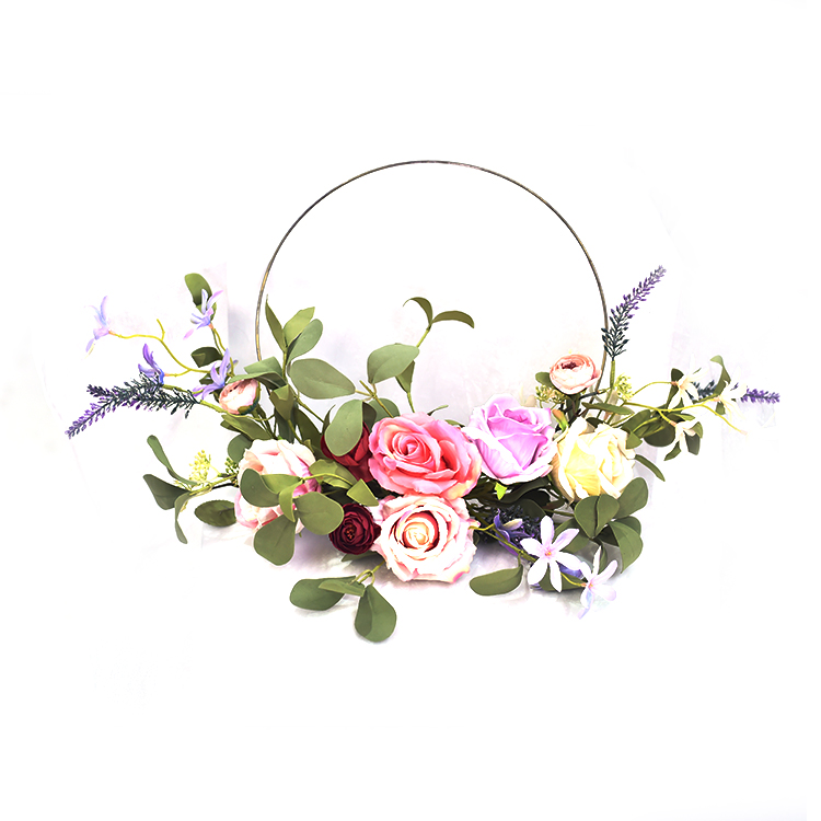 personalized Handy Carfts wreaths Spring Rose half wreath with Silver Dollar asst