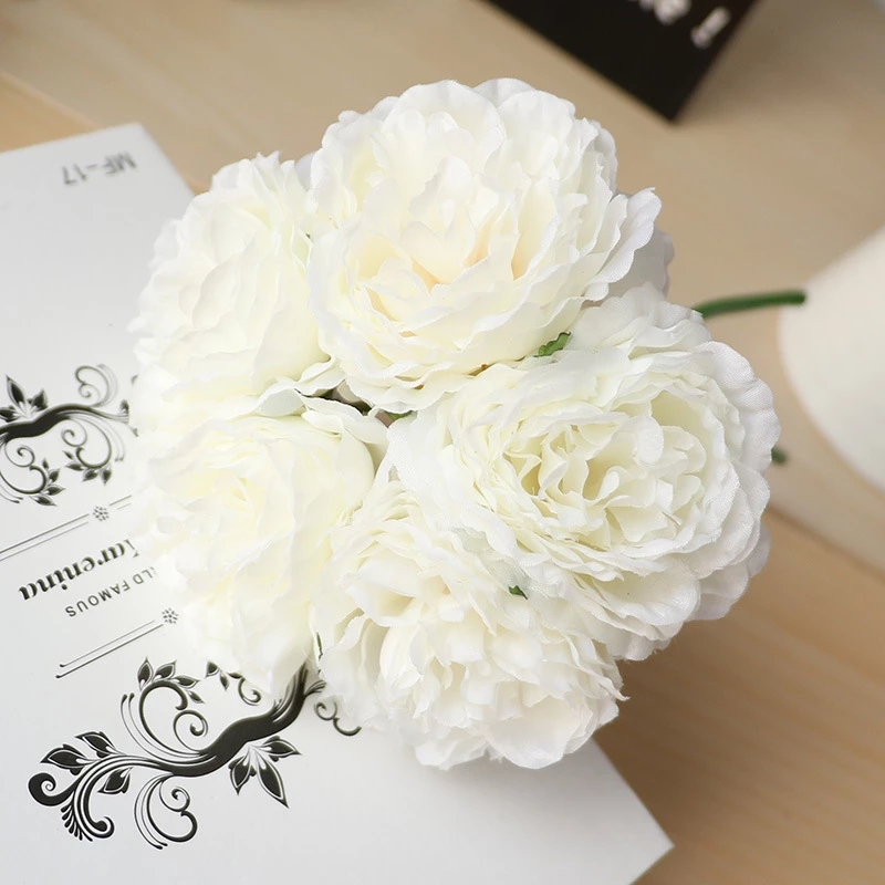 5 heads bouquet Peony Artificial flowers Home Decor Silk Flower Peonies artificial flowers for Wedding DIY decoration